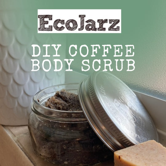 coffee sugar scrub in mason jar on a windowsill