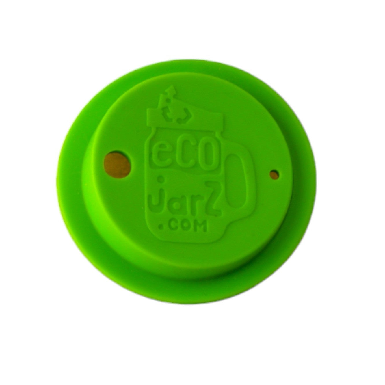 green silicone drinking lid with ecojarz logo for regular mouth mason jars