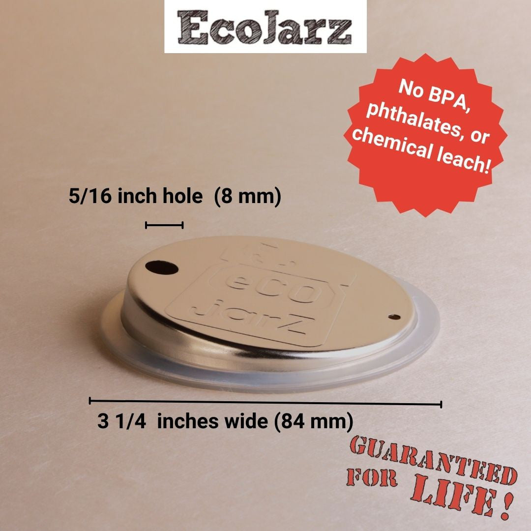 Wide mouth stainless steel classic drink lid 84 mm in diameter with an 8mm hole for a straw, guaranteed for life.
