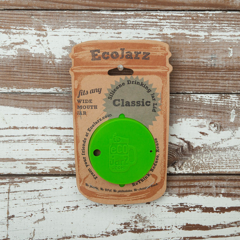 Eco Jarz Mason Jar Silicone Drinking Wide Mouth - Green in retail package