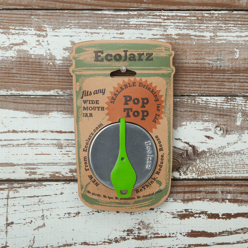 PopTop Sealable Drinking Jar Lid - Wide-Mouth