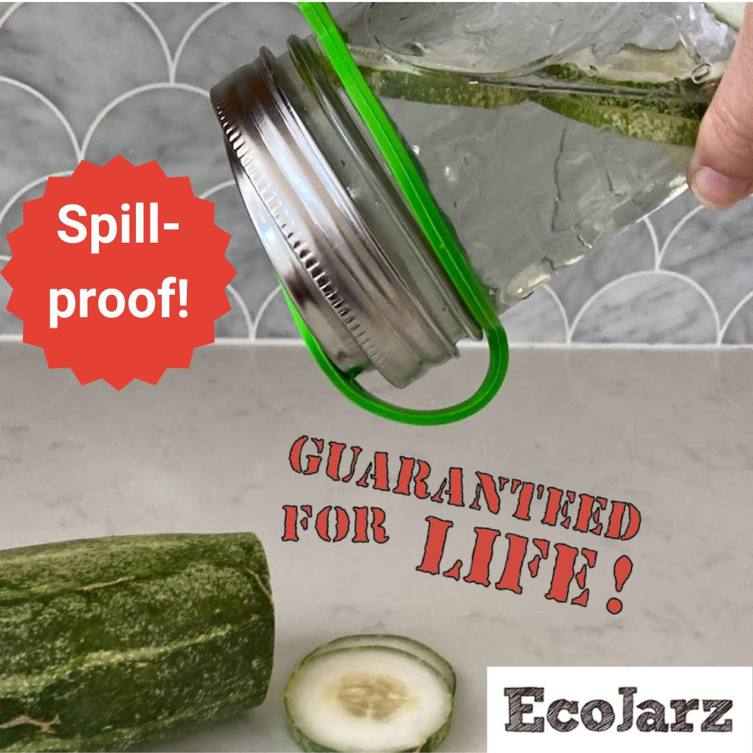 EcoJarz Poptop Resealable Drink Jar Lid for Wide Mouth Mason Jars Spill-proof, Guaranteed for life