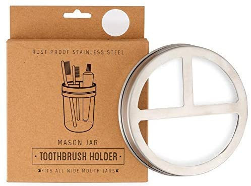 toothbrush holder lid for mason jars leaning against the toothbrush holder box