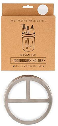 Toothbrush Holder - Mason Jar  - Stainless