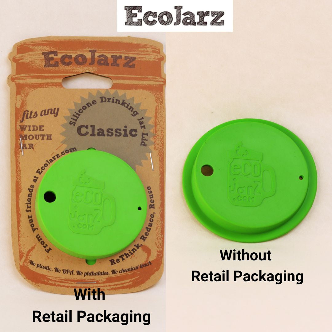 Reusable Silicone Drinking Jar Lid for Wide Mouth Mason Jars with retail packaging or without retail packaging