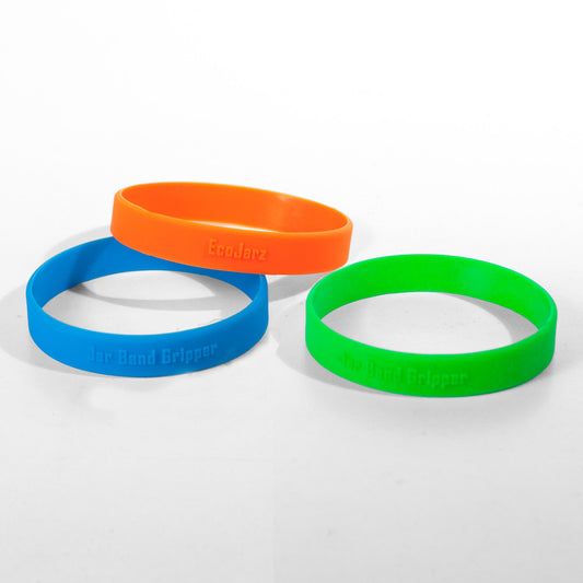 Mason Jar Gripper Bands green, orange, and blue colors