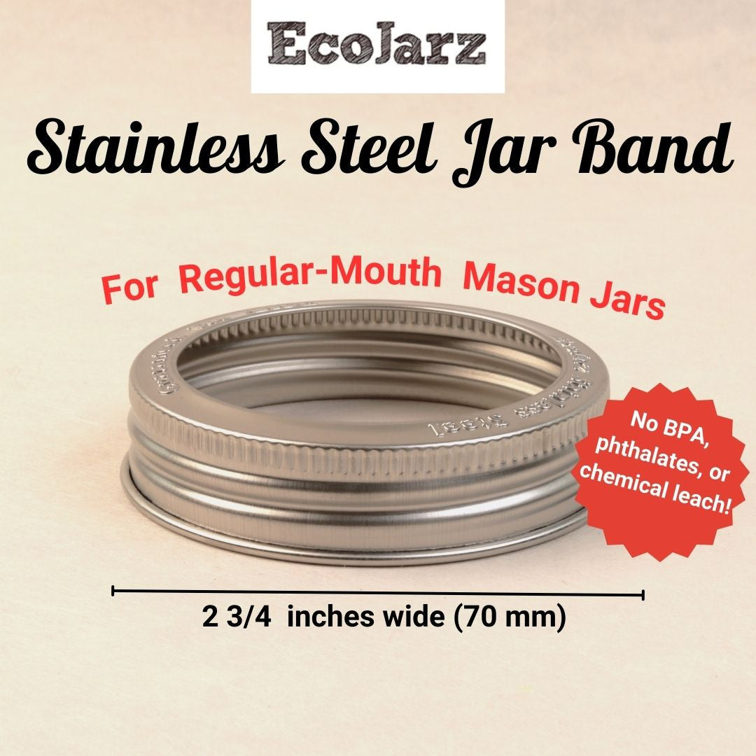 EcoJarz Stainless Steel Jar Band for regular Mouth Mason Jars