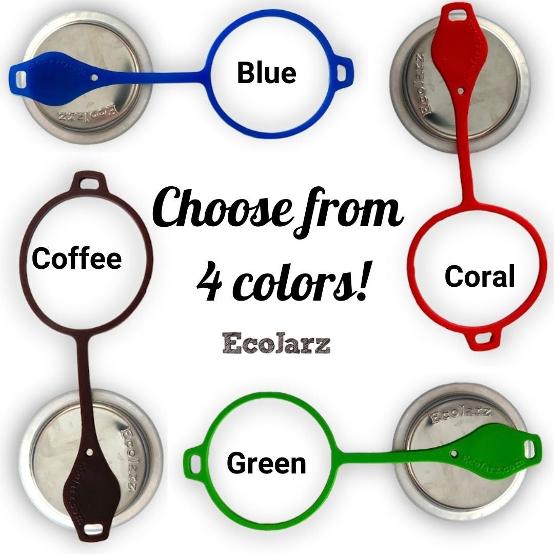 Poptop Sealable Drinking Jar Lid for Regular Mouth Mason Jars Choose from 4 colors, brown, green, red, or blue