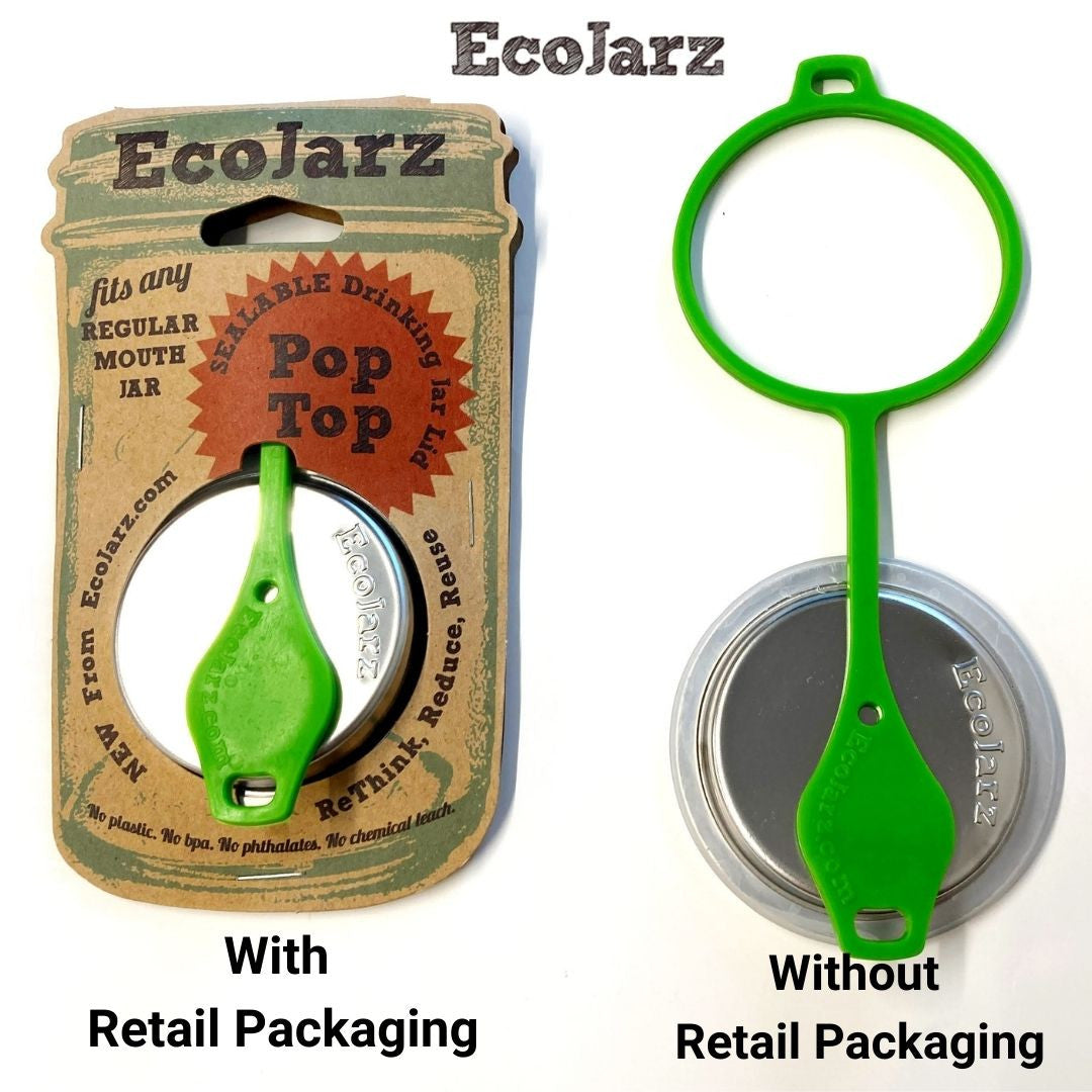 Poptop Sealable Drinking Jar Lid for Regular Mouth Mason Jars with retail packaging or without retail packaging