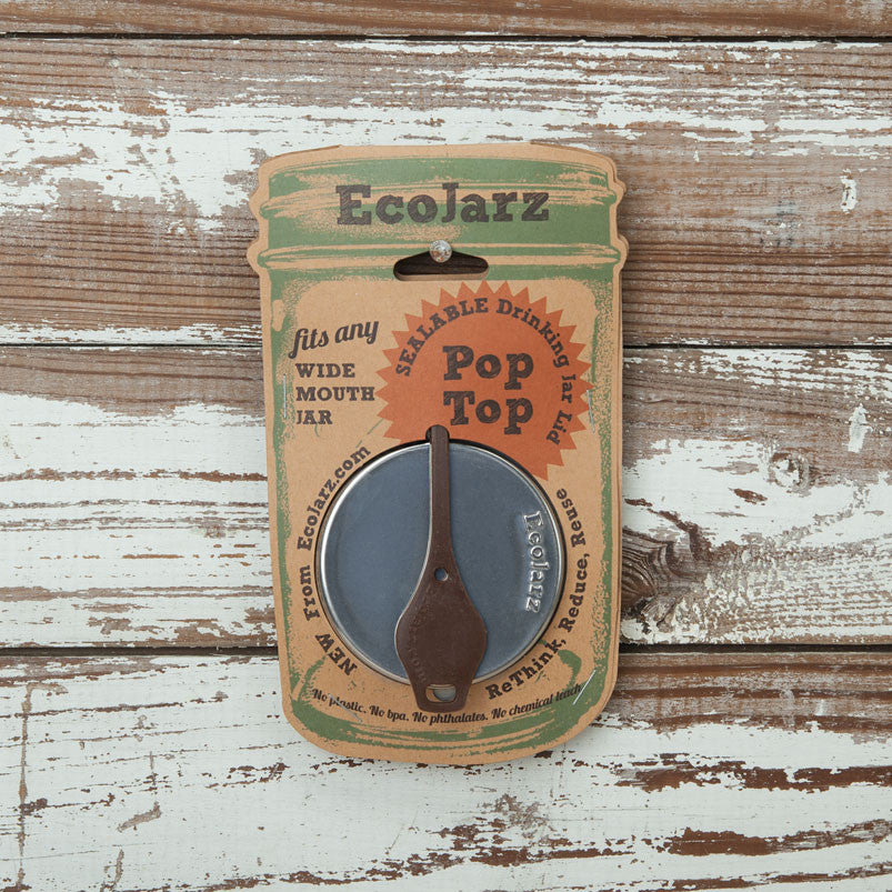 EcoJarz Poptop Resealable Drink Jar Lid for Wide Mouth Mason Jars Coffee