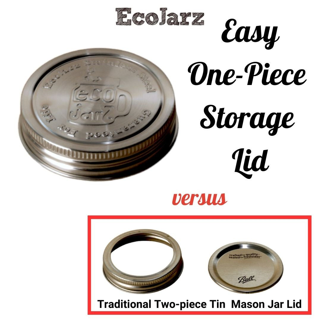EcoJarz One Piece Storage Lid for Regular Mouth Mason Jars easy