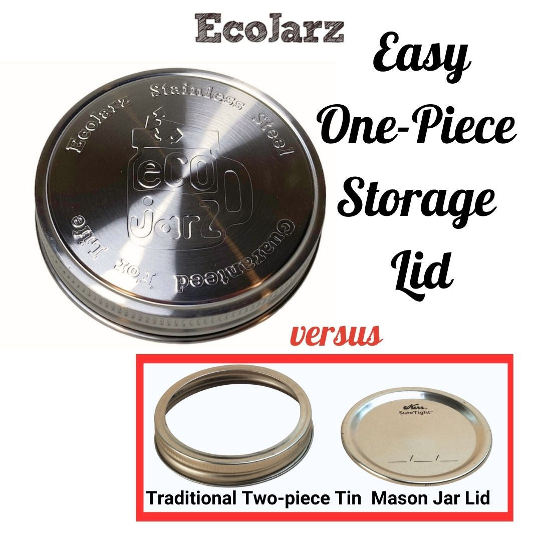 EcoJarz One Piece Storage Lid for Wide Mouth Mason Jars easy
